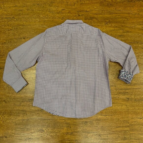 Robert Graham Purple Gingham Check Classic Fit Flip Cuff Button Up Shirt Men 2XL - Picture 3 of 9